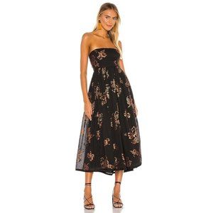 Free People Baja Babe Midi Dress in Black Combo X-Small New Nwt Women's maxi